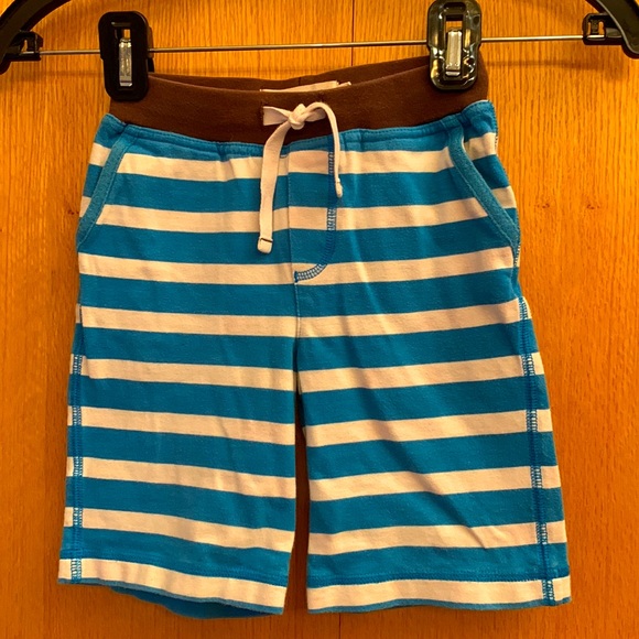 Mini Boden size 3 boy’s pull on soft cotton shorts drawstring blue white stripe - Picture 1 of 4